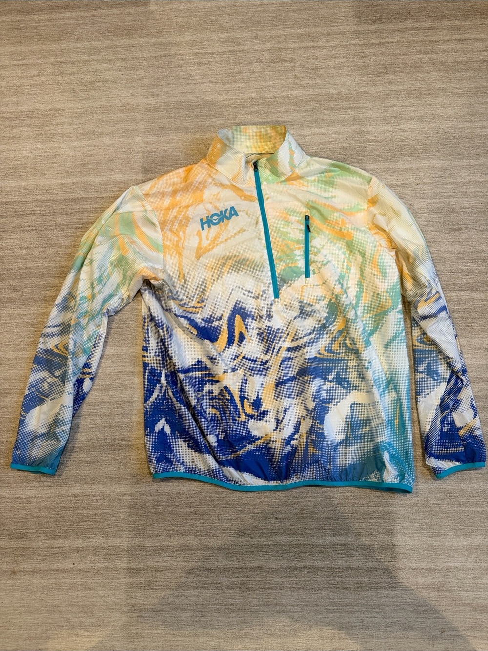 Hoka One One Multicolor Windbreaker Jacket - Blue, Yellow, Green